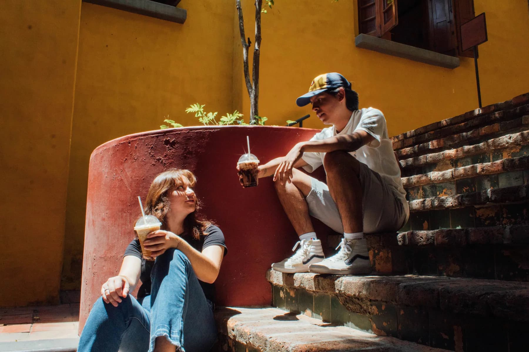 Two young founders developing an idea together